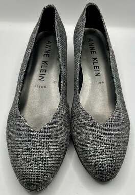 Anne Klein iFlex Dario Grey Glen Plaid Wedge Pump Shoes